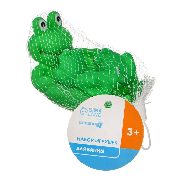 Набор резиновых игрушек для ванны &laquo;Мыльница: Лягушка&raquo;, 14 см, с пищалкой, 4 шт, Крошка Я