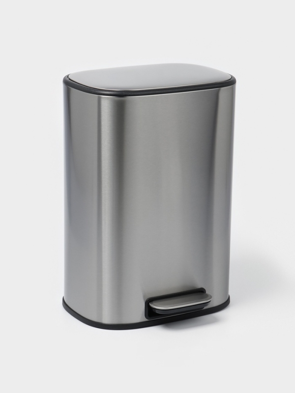 Ведро мусорное с педалью, 12л, нерж. сталь, цвет хром матовый Ведро мусорное с педалью, 12л, нерж. сталь, цвет хром матовый