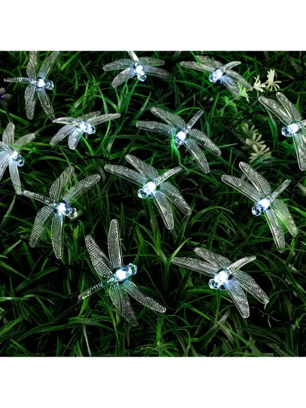 Гирлянда &laquo;Нить&raquo;, 4.5 м, уличная, с насадками &laquo;Стрекоза&raquo;, IP44, 30 LED, 2 режима, солнечная батарея, тёмная нить, свечение белое