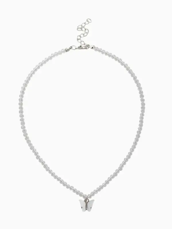 Чокер «Бабочка» хрусталь, белый в серебре, 36 см + 5 см доп, цепочка