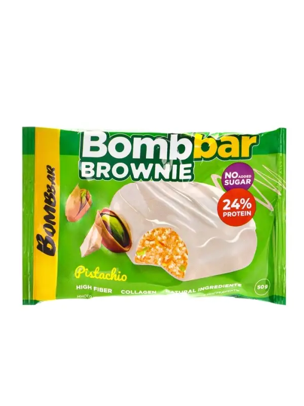 ТМ  ТМ "BOMBBAR" Печенье глазированное "Брауни с фисташкой" 50 г