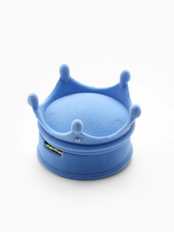 Футляр под серьги, кулон, кольцо &laquo;Корона&raquo;, бархатный, 5.5&times;5.5&times;4.5 см, голубой