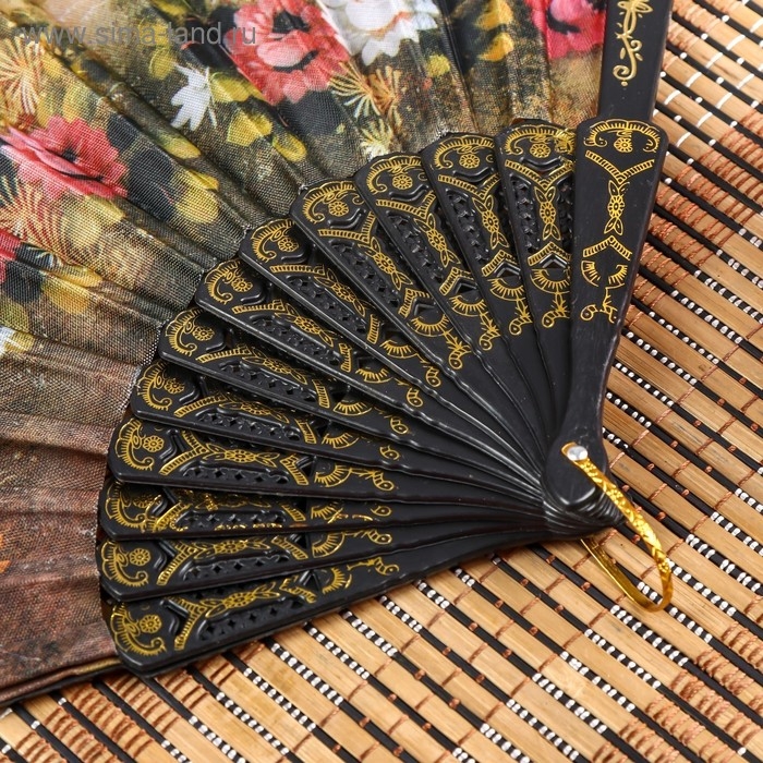 Веер пластик  Веер пластик "Цветы" МИКС 24 см