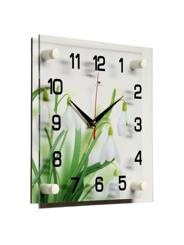 Часы настенные: Цветы, &laquo;Подснежники&raquo;, бесшумные, 25&times;25 см