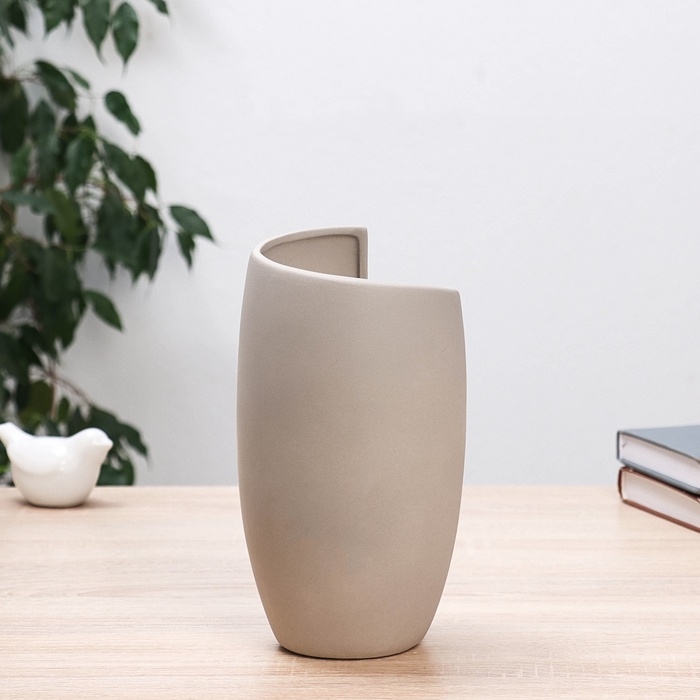 Ваза керамика настольная Ваза керамика настольная "Бруно" 23х11 см, серый