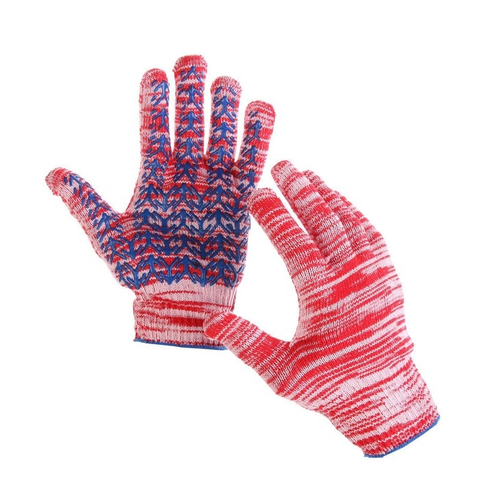 Перчатки рабочие, хб, вязка 10 класс, 5 нитей, размер 10, с ПВХ точками, красные, «Ёлочка» Перчатки рабочие, хб, вязка 10 класс, 5 нитей, размер 10, с ПВХ точками, красные, «Ёлочка»