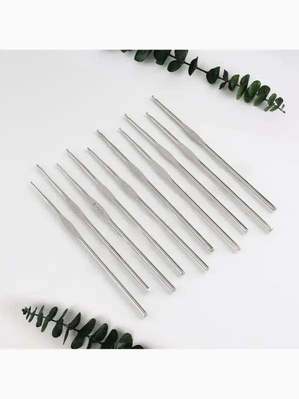 Набор крючков для вязания, d=1-1.9 мм, 12 см, 10 шт.