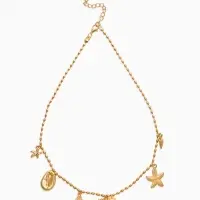 Колье "Летний вайб" морское дно, цвет белый в золоте