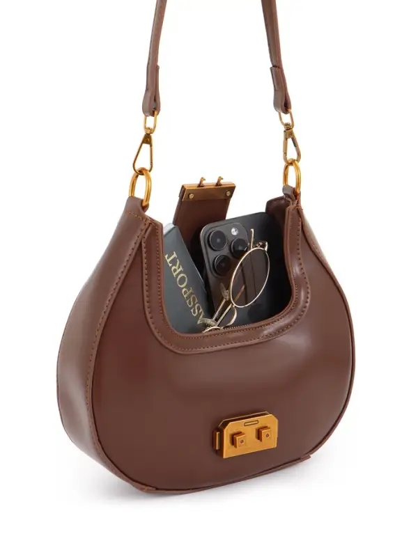 Сумка женская багет TEXTURA на молнии, 24&times;6.5&times;13 см, коричневая