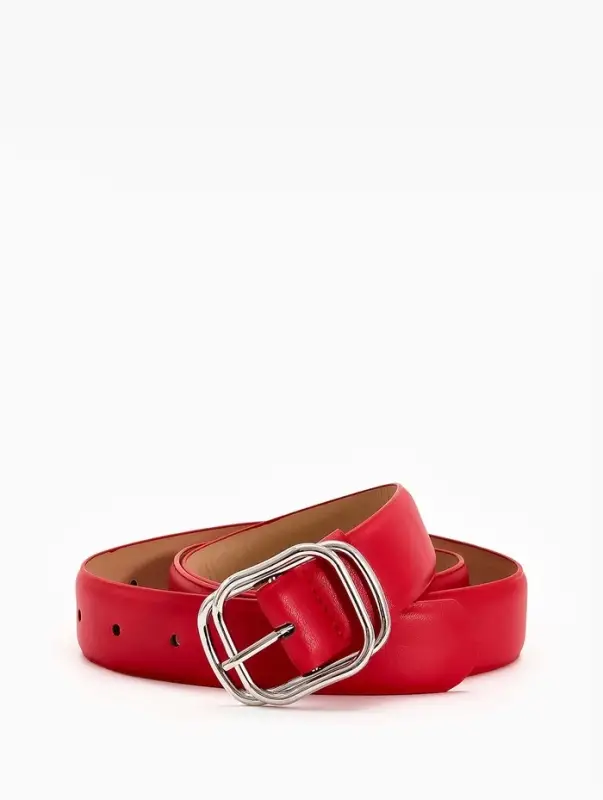 Ремень жен 06-01-02-01, Июнь2504, 3,2*0,3*110 см, без винта, пряж металл, 1 прокол, красный   109031