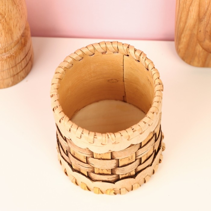 Туес «Велюр», плетеный, 6х6х9 см, береста