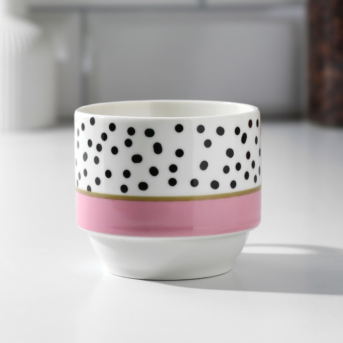 Набор кружек из керамики «Горошек», 4 шт, 150 мл, на металлической подставке, цвет белый Набор кружек из керамики «Горошек», 4 шт, 150 мл, на металлической подставке, цвет белый