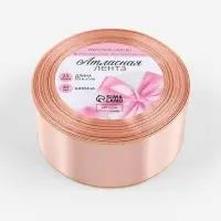 Лента атласная, с золотым люрексом, 40 мм, 23&plusmn;1 м, светло-розовая №107