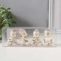 Сувенир полистоун "Медитация маленького Будды" набор 4 шт беж 3х3,5х6 см