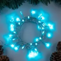 Гирлянда &laquo;Нить&raquo; 4 м, IP20, прозрачная нить, 40 LED, 2 режима, батарейки AAх3 (нет в комплекте), свечение аквамарин
