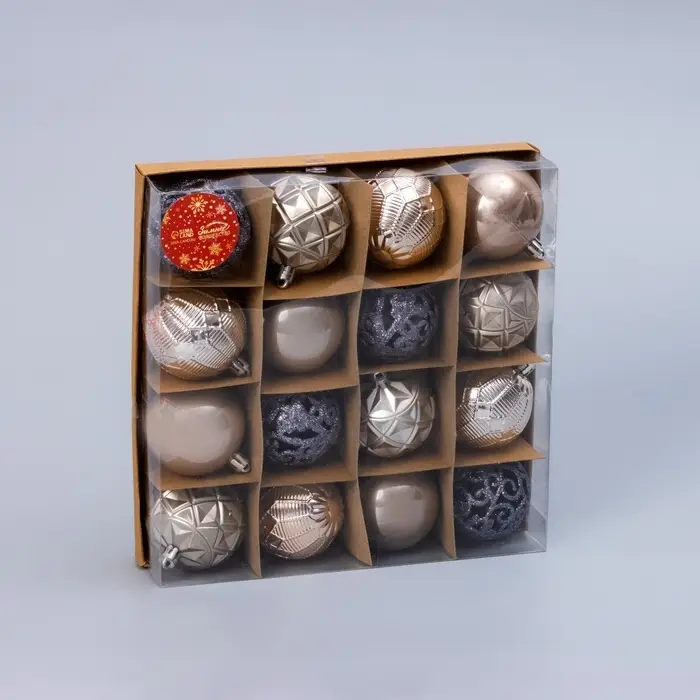 Ёлочные игрушки &laquo;Винтажный узор&raquo;, шары новогодние, d=6 см, набор 16 шт., МИКС