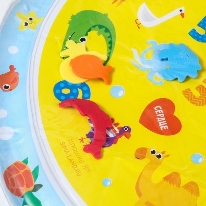 Акваковрик надувной развивающий водный коврик «Развивашки», 65x65 см, Крошка Я Акваковрик надувной развивающий водный коврик «Развивашки», 65x65 см, Крошка Я