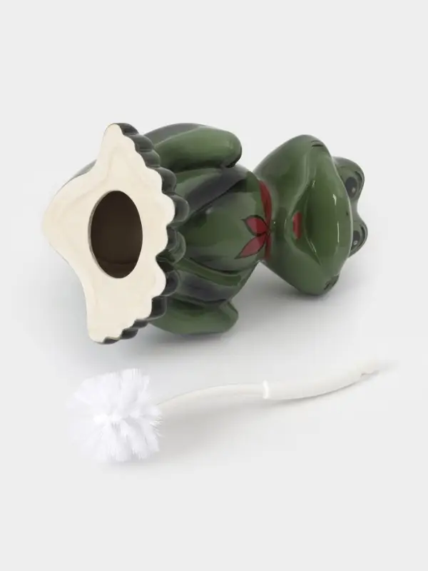 Ёршик для унитаза с подставкой &laquo;Лягушка&raquo;, фарфор, зелёный