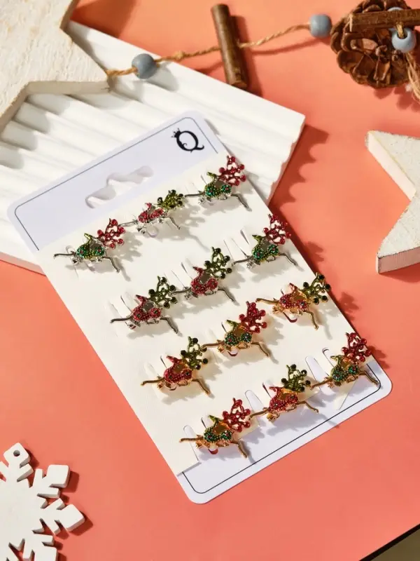 Брошь новогодняя &laquo;Олень деда мороза&raquo;, МИКС