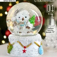 Снежный шар новогодний стеклянный &laquo;Совушка в колпаке, с ёлочкой&raquo;, d=4.5 см, 6&times;4.5&times;4.5 см