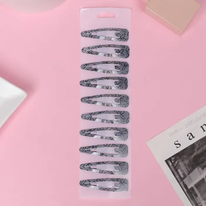 Невидимки для волос «Моно», набор 10 шт., кружево, чёрные, белые Невидимки для волос «Моно», набор 10 шт., кружево, чёрные, белые