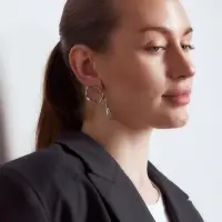 Серьга кафф &laquo;Абстракция&raquo;капли, цвет серебро