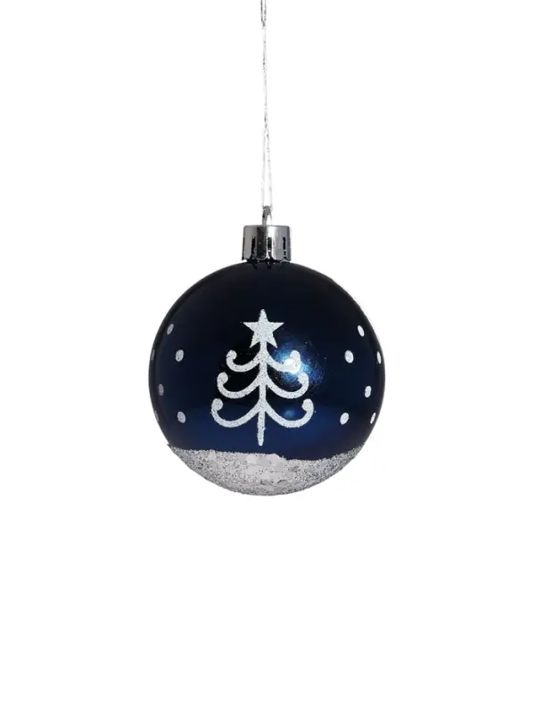 Ёлочные игрушки &laquo;Перелив&raquo;, ёлочка, шары новогодние, набор d=6 см, 6 шт., синий