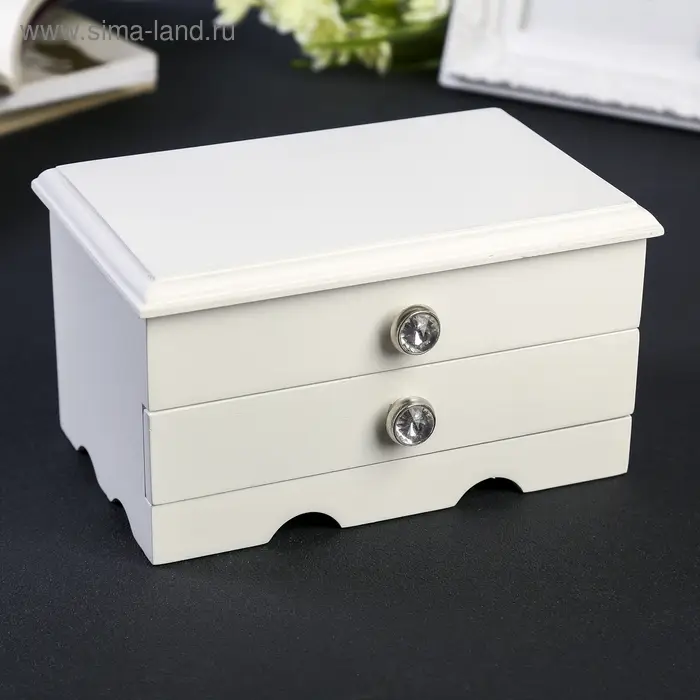 Шкатулка для украшений &laquo;Комод с ящиком&raquo;, дерево, белая, 9&times;10&times;16 см