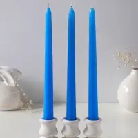 Набор свечей античных 25 см, 3 шт., 58 г, 7 ч, синий
