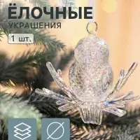 Ёлочная игрушка &laquo;Зимнее волшебство. Сова перелив&raquo;, 9&times;10 см, прозрачный перелив