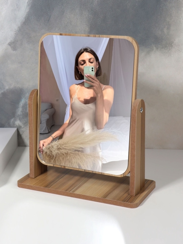 Зеркало настольное прям-к (1) б/увел ЭКО 15,7*20,5/20,5*25*10см дерево пупыр QF Зеркало настольное прям-к (1) б/увел ЭКО 15,7*20,5/20,5*25*10см дерево пупыр QF