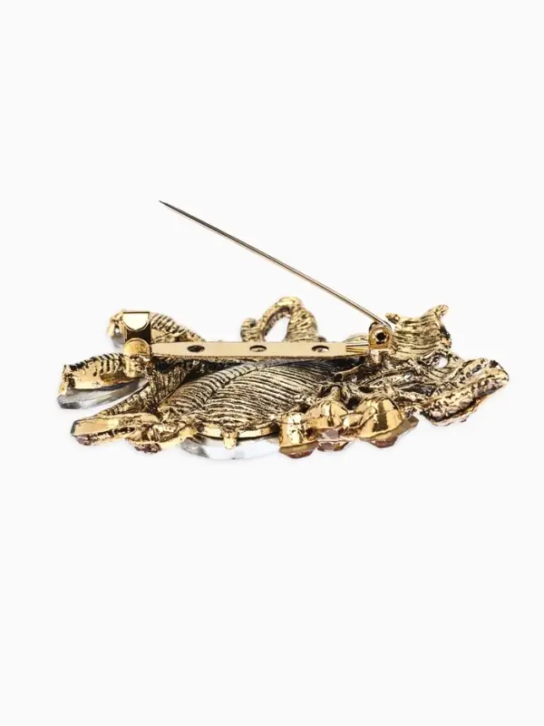 Брошь "Императрица" бутоны роз, цвет светло-коричневый +АВ в чернёном золоте