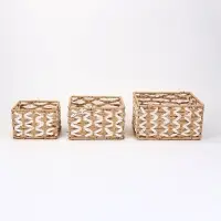Набор корзин &laquo;Айка&raquo; 3 шт.: 15&times;10, 19&times;11, 22&times;12 см, бумага, бежевые, квадратные