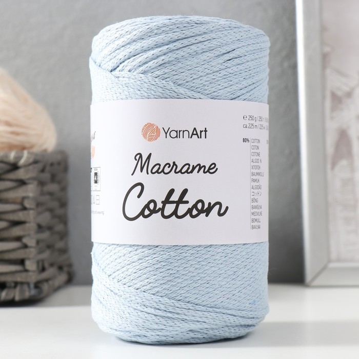 Пряжа  Пряжа "Macrame Cotton" 20% полиэстер, 80% хлопок 225м/250гр (760 голубой)