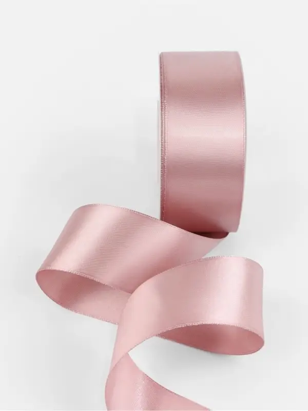Лента атласная TEIRA, двухсторонняя, 38 мм, 25&plusmn;1 м, нежно-розовая №164