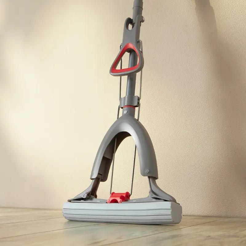 Швабра с отжимом и смен. насадкой ПВА тм VETTA Премиум Грей, телеск. ручка 123-141см, насадка 28см