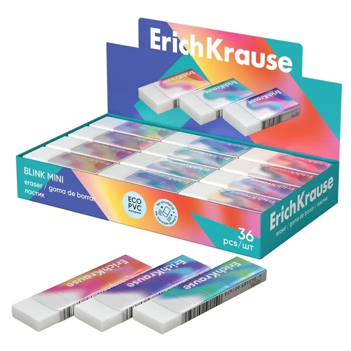 Ластик ErichKrause Ластик ErichKrause "Blink mini", 43 х 18 х 6 мм, эко-ПВХ, микс