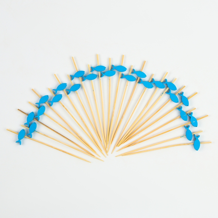 Шпажки для канапе «Рыбки» набор 24 шт., цвет синий Шпажки для канапе «Рыбки» набор 24 шт., цвет синий