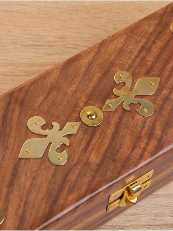 Шкатулка "Лилия" 20х8х5 см, дерево шишам, латунь