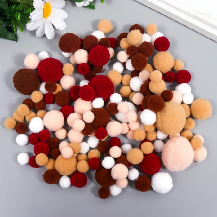 Декор для творчества Декор для творчества "Помпончики. Осенняя пора" d=1-3 см набор 135 шт