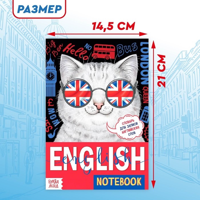 Словарь для записи английских слов English notebook. «Кот», 52 стр. Словарь для записи английских слов English notebook. «Кот», 52 стр.