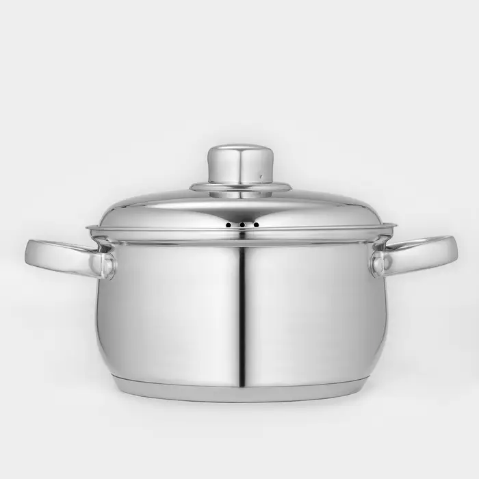 Кастрюля Катунь &laquo;Гретта&raquo;, 2.5 л, d=18 см, с крышкой, капсульное дно, индукция, нержавеющая сталь, AISI - 201, хромированная