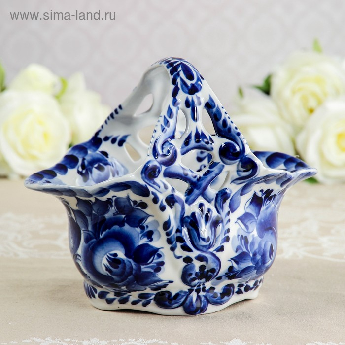 Конфетница «Весна», 21×13×18 см, гжель