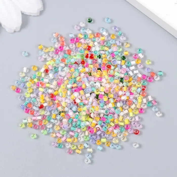 Бисер стекло 12/0  Бисер стекло 12/0 "Прозрачный. Цветная серединка. Цветные" 10 гр