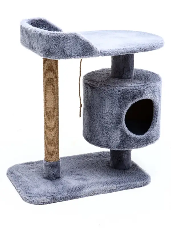 Комплекс для кошек с когтеточкой, 58&times;38&times;70 см, с лежанкой, джут, серый