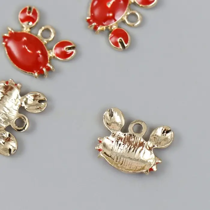 Декор для творчества металл, эмаль "Крабик" 1,4х1,7 см