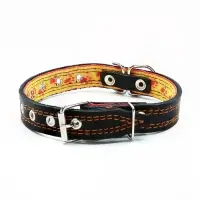 Ошейник кожаный усиленный капроном с полукольцом, 55&times;2.5 см, ОШ 27-53 см, чёрный