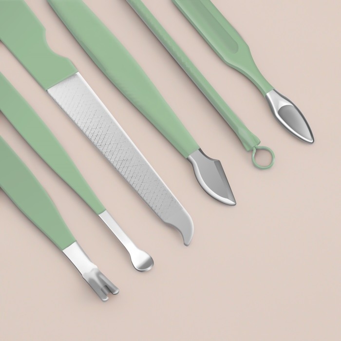 Набор маникюрный, 12 предметов, в футляре, цвет ментоловый Набор маникюрный, 12 предметов, в футляре, цвет ментоловый