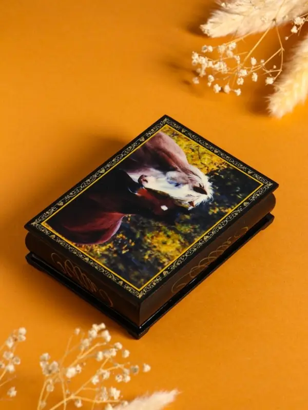 Шкатулка «Пара лошадей», 10×14 см, лаковая миниатюра