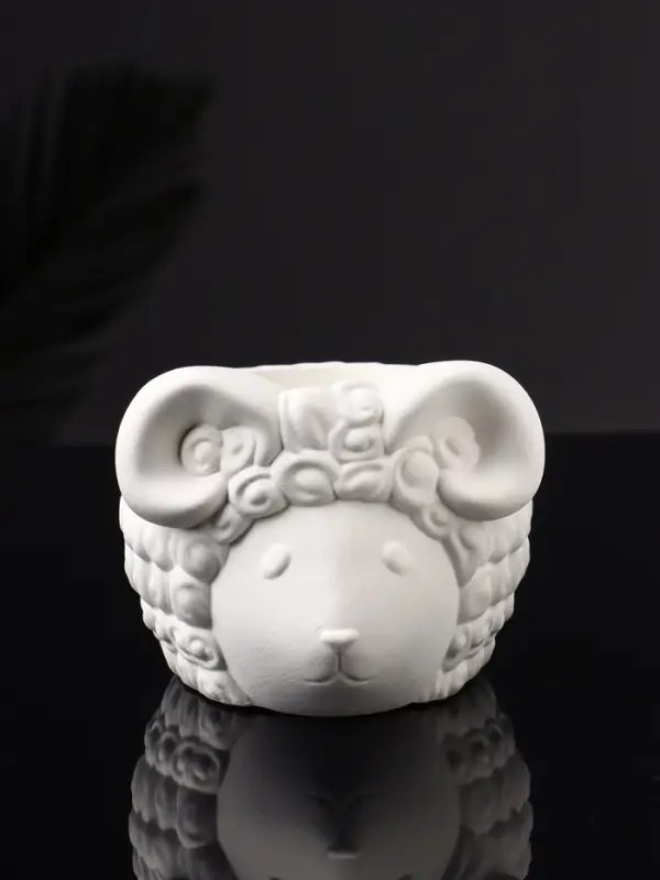 Кашпо "Баран" 12х10х7 см, натуральный, гипс